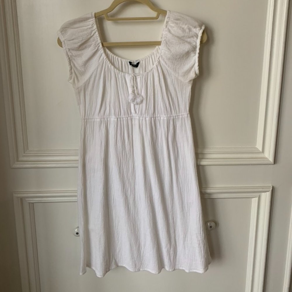J Crew Sheer White Crepe/Crinkle Dress